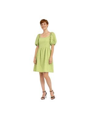 New Princess Highway Green Size 2 Puff Sleeve Cotton Dress